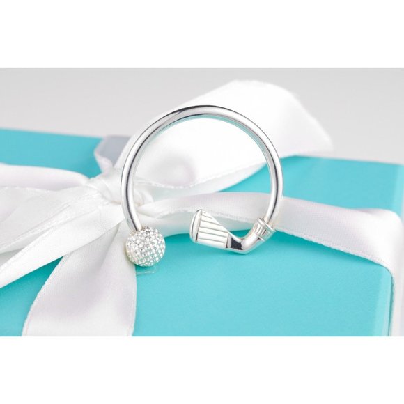 Tiffany & Co. Golf Keyring Golf Ball and Club Keychain in Sterling Silver 35mm - Picture 9 of 9